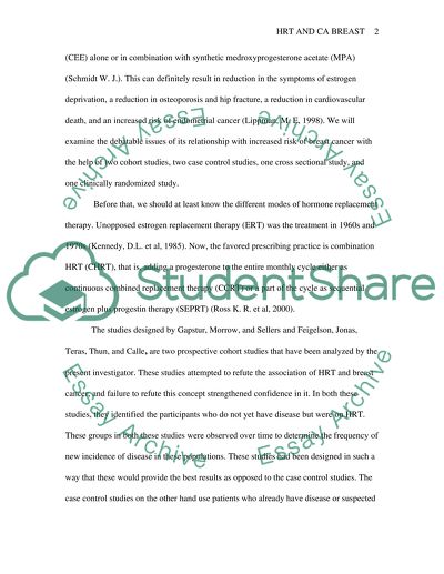 Hormone Replacement Therapy and Breast Cancer