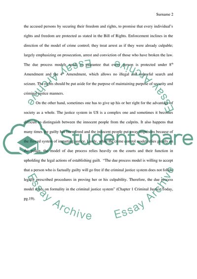 TEXTBOOK CJ2012 FAGIN-Explain the difference between the crime control model and the due process model of justice
