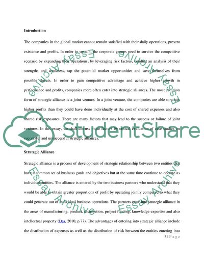 Mergers and Acquisitions: Strategic Alliances