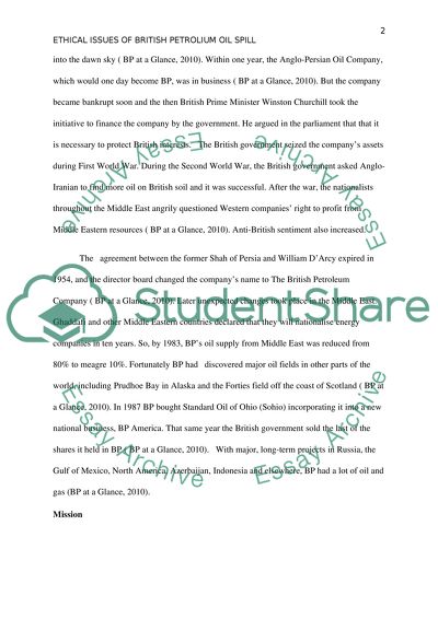 Ethical Issues of British Petroleum Oil Spill