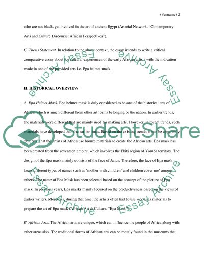 Cultural Experience of the Early African Artists