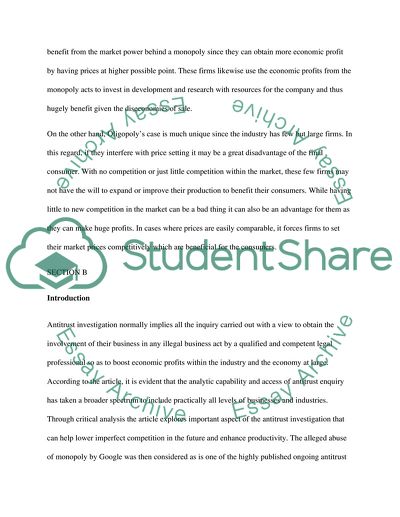 Monopolies and oligopolies