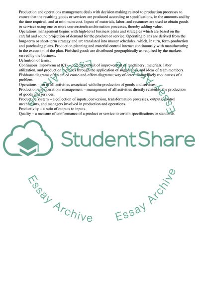 Operations Management - Company Should Be Market-Driven