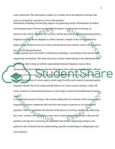 Engineers Create Artefacts and Processes through Design