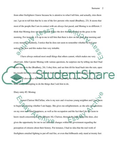 Diary Entries by Clarisse and Montag