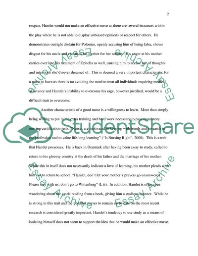 Shakespeares Prince Hamlet as medical professional (Nurse)