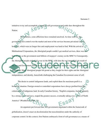 Summary and Critical Review of Globalization and self-government: impacts and implications for First Nations in Canada