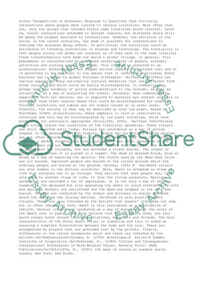 Global Perspectives In Business B