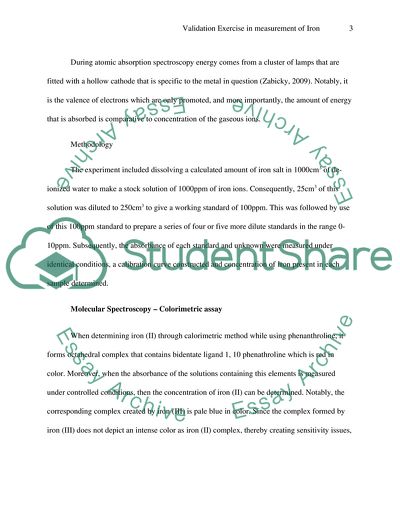 Validation Exercise in Measurement of Iron