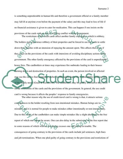 The Use of Credit Travel Cards