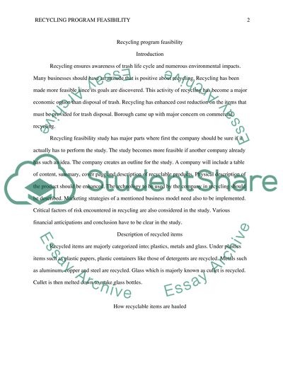 Economic Feasibility of Recycling