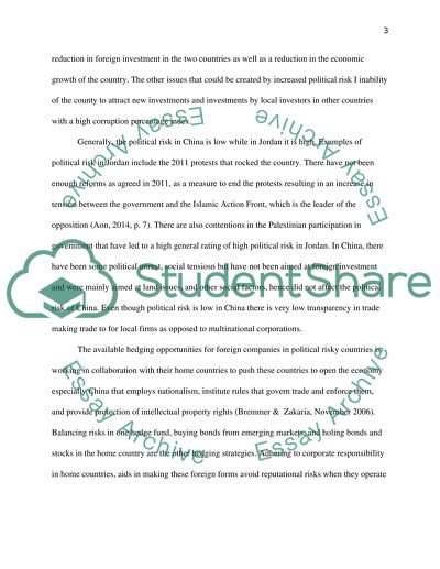 Finance assignment related to china and jordan political risk