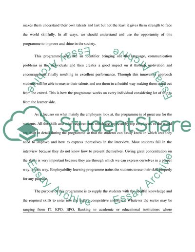 Employability Learning Programme and Personal Development Planning