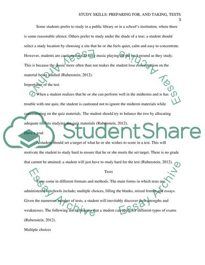 Study skills: Preparing for, and taking, tests