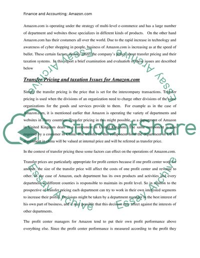 Amazon.com - transfer pricing, taxation and the role of corporate social responsibility