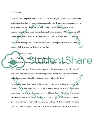 Pepsi and Coca-Cola Companies in Australia