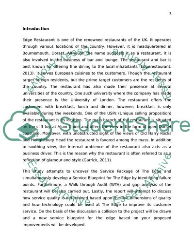 Services Marketing and Management at The Edge Restaurant