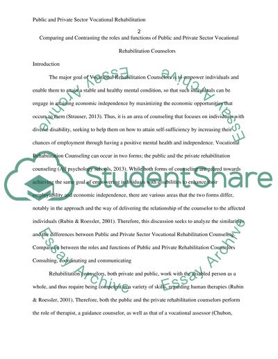 The Roles and Functions of Public and Private Sector Vocational Rehabilitation Counselors
