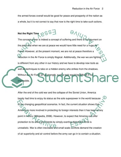 Reduction in the Air Force: Not Now