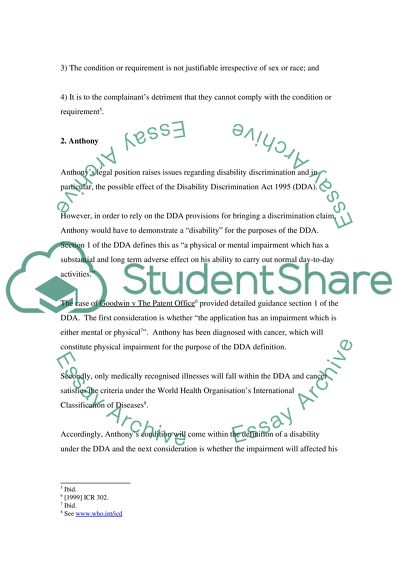 Discrimination for the Purposes of Employment Law