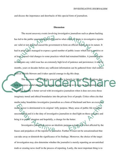 Investigative Journalism in the Modern World