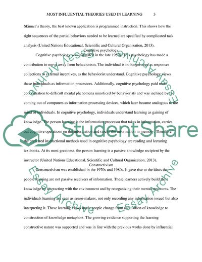 Most Influential Theories Used in Learning