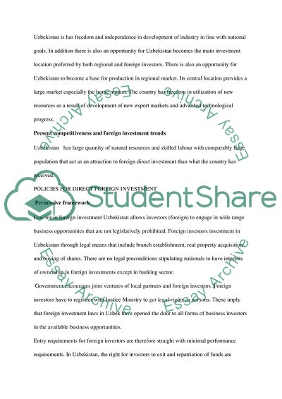 Implementation of International Legal Standards in The Investment Legislation of Uzbekistan