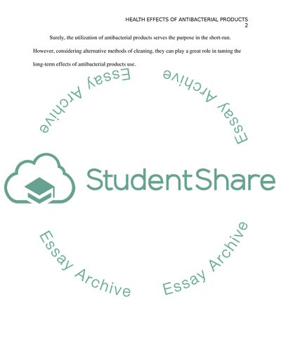 Health Effect of Antibacterial Products