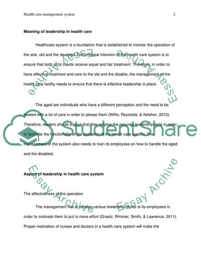 Health Care Management System