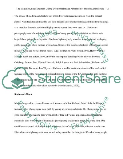 The influence Julias Schulman had on the developement and perception of modern architecture