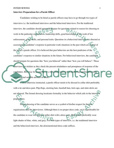 Preparations for a Parole Officer