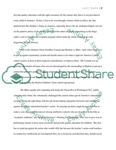 Review of the movie Waiting for Superman