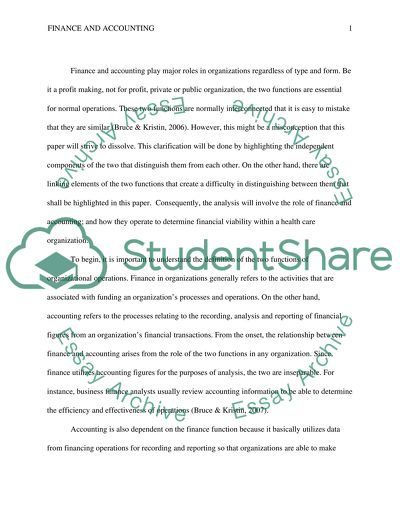 Linking Management Accounting with Finance