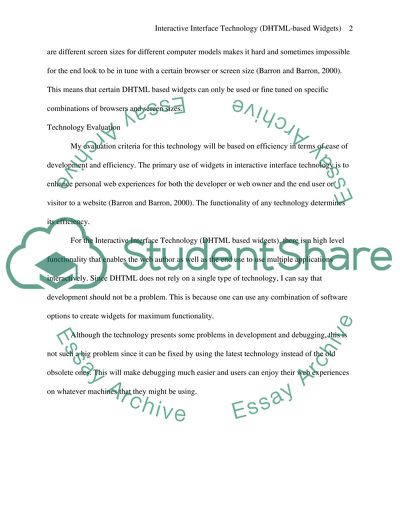 Interactive Interface Technology (DHTML based widgets)