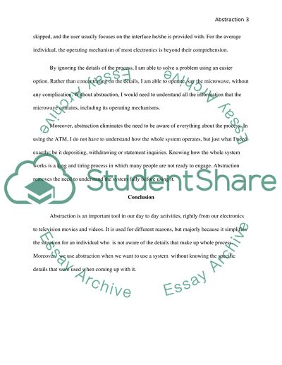 Abstraction as an Important Tool in Day to Day Activities