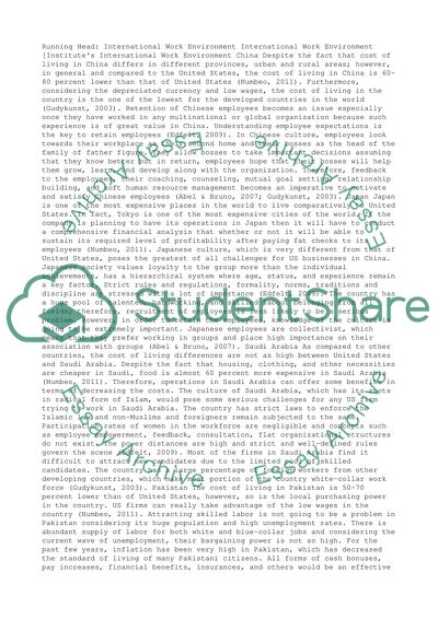 International Work Environments