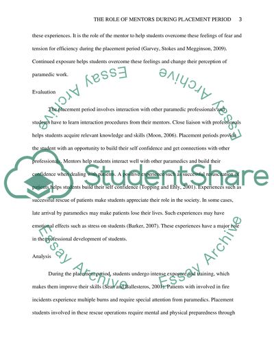 The Role of Mentors during Placement Period