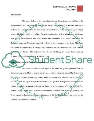 Nature Vs. Nurture And Catalyzing Factors That Cause Depression Among Children