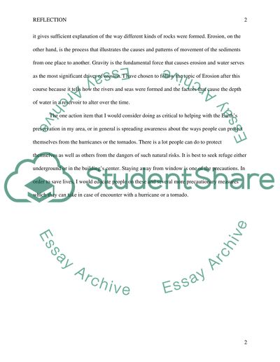 Reflection on Earth Course