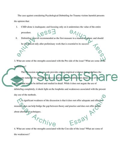 Psychological Debriefing