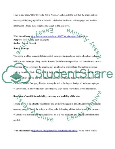 Steps to Applying for a Job: Evaluation of Web Sites