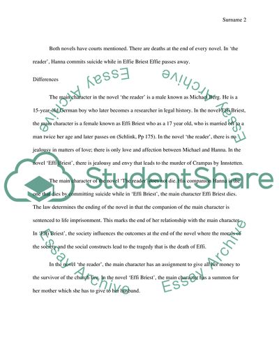 Effi Briest and The Reader - A comparison