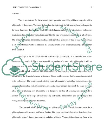 Dangerous Factors of Philosophy