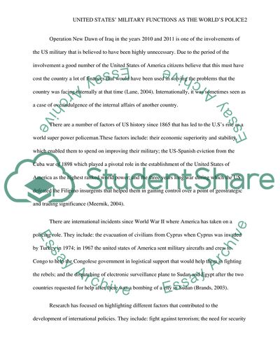 United States Military Functions as the Worlds Police