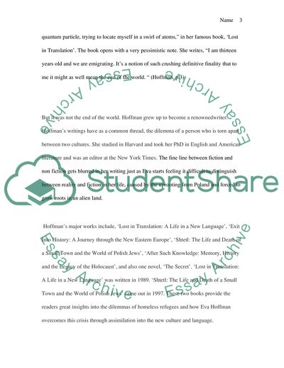 The Impacts of Western and Polish Cultures in Eva Hoffmans Writings