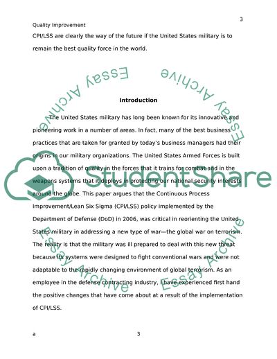 Continuous Quality Improvement in the U.S.A. Military