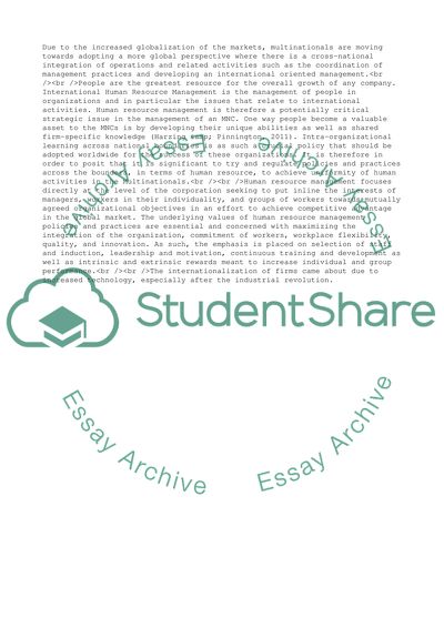 Human Resource Policies and Practices in Multinational Corporations