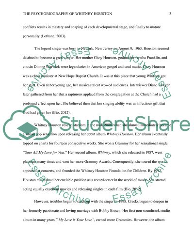 The Psychobiography of Whitney Houston Based on Freuds Theory of Personality