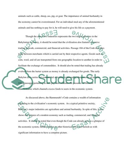 Hammurabis Code and the Babylonian Economy