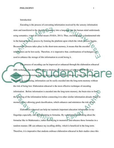 Choose one step in the memory process: Encoding